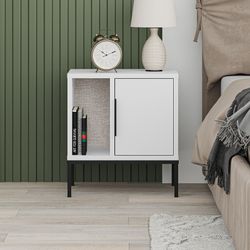 Comodino, 45 x 35 x 50 cm, in legno bianco | Collezione Lani