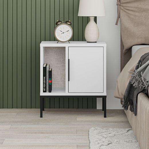 Comodino, 45 x 35 x 50 cm, in legno bianco | Collezione Lani