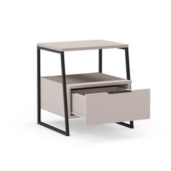 Comodino, 45 x 40 x 50 cm, in legno e metallo, colore crema e nero | Collezione Velia