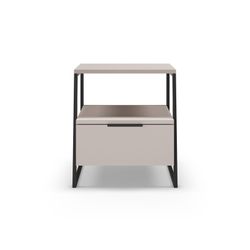 Comodino, 45 x 40 x 50 cm, in legno e metallo, colore crema e nero | Collezione Velia