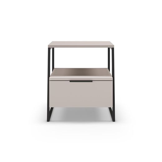Comodino, 45 x 40 x 50 cm, in legno e metallo, colore crema e nero | Collezione Velia