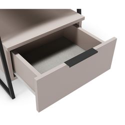 Comodino, 45 x 40 x 50 cm, in legno e metallo, colore crema e nero | Collezione Velia