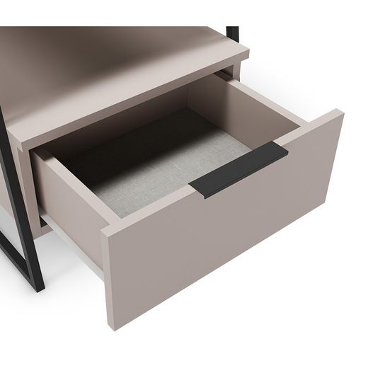 Comodino, 45 x 40 x 50 cm, in legno e metallo, colore crema e nero | Collezione Velia