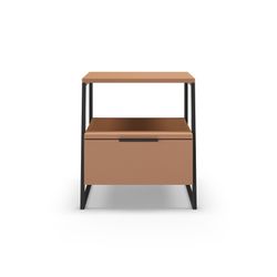 Mesita de noche, 45 x 40 x 50 cm, de madera y metal en terracota y negro | Colección Velia