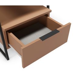 Mesita de noche, 45 x 40 x 50 cm, de madera y metal en terracota y negro | Colección Velia