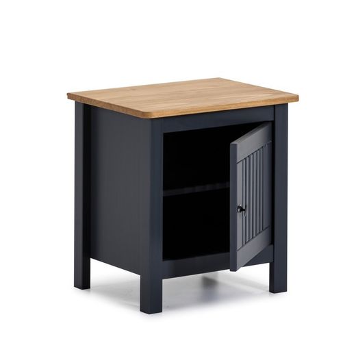 Comodino, 46 x 35 x 49,5 cm, in legno di pino antracite e naturale | Collezione Bruna