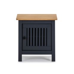 Comodino, 46 x 35 x 49,5 cm, in legno di pino antracite e naturale | Collezione Bruna
