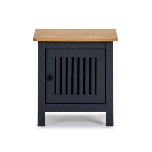 Comodino, 46 x 35 x 49,5 cm, in legno di pino antracite e naturale | Collezione Bruna