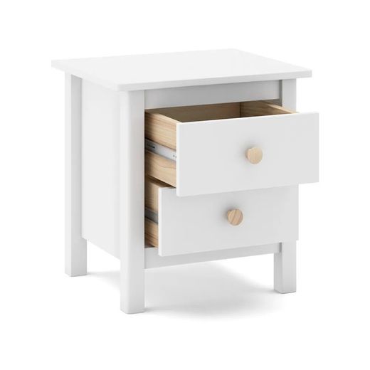 Comodino, 46 x 35 x 49,5 cm, in legno di pino bianco | Collezione Max