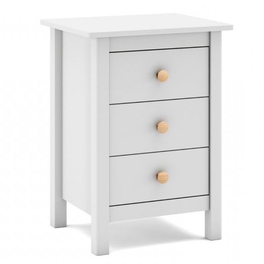 Comodino, 46 x 35 x 65 cm, in legno di pino bianco | Collezione Max