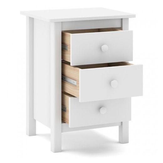 Comodino, 46 x 35 x 65 cm, in legno di pino bianco | Collezione Max