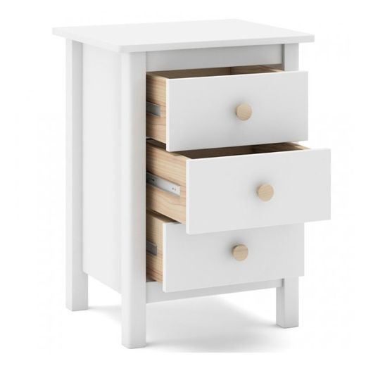 Comodino, 46 x 35 x 65 cm, in legno di pino bianco | Collezione Max