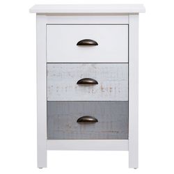 Comodino, 46 x 35 x 65 cm, in legno di pino bianco e grigio | Collezione Romantica