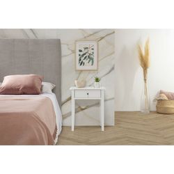 Comodino, 46 x 36 x 55 cm, in legno di pino e MDF bianco | Collezione Bart