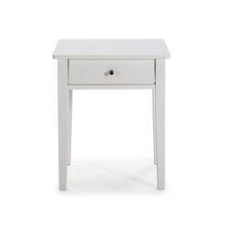 Comodino, 46 x 36 x 55 cm, in legno di pino e MDF bianco | Collezione Bart