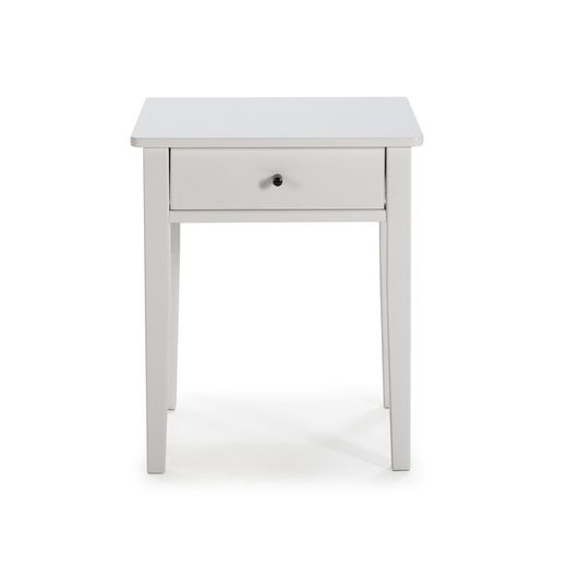 Comodino, 46 x 36 x 55 cm, in legno di pino e MDF bianco | Collezione Bart