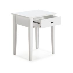 Comodino, 46 x 36 x 55 cm, in legno di pino e MDF bianco | Collezione Bart