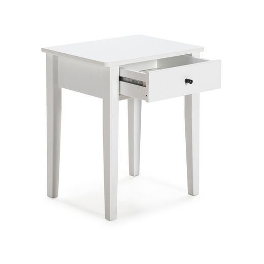 Comodino, 46 x 36 x 55 cm, in legno di pino e MDF bianco | Collezione Bart