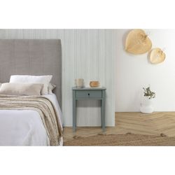 Mesita de noche, 46 x 36 x 55 cm, de madera de pino y dm en verde  | Colección Bart