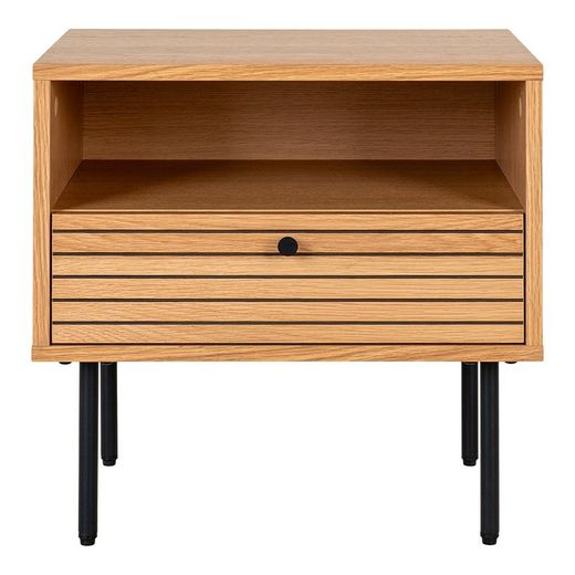 Comodino, 50 x 40 x 50 cm, in lamiera di rovere naturale | Collezione Kyoto