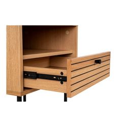 Comodino, 50 x 40 x 50 cm, in lamiera di rovere naturale | Collezione Kyoto
