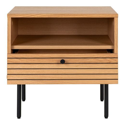 Comodino, 50 x 40 x 50 cm, in lamiera di rovere naturale | Collezione Kyoto