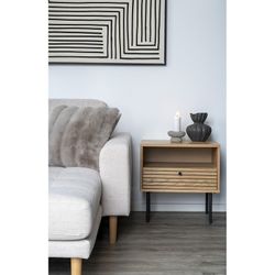 Comodino, 50 x 40 x 50 cm, in lamiera di rovere naturale | Collezione Kyoto