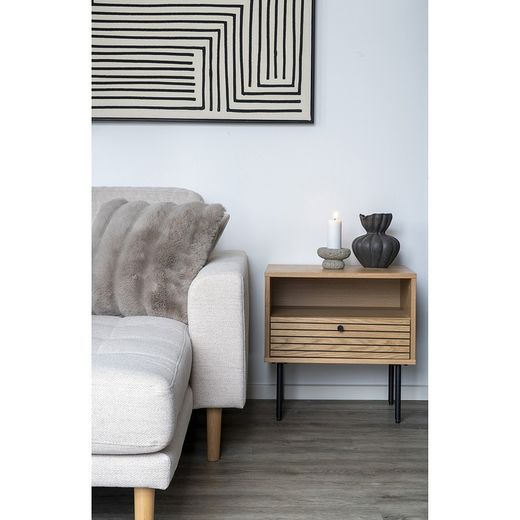 Comodino, 50 x 40 x 50 cm, in lamiera di rovere naturale | Collezione Kyoto