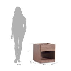 Comodino, 50 x 45 x 51 cm, in legno colore noce | Collezione Essen