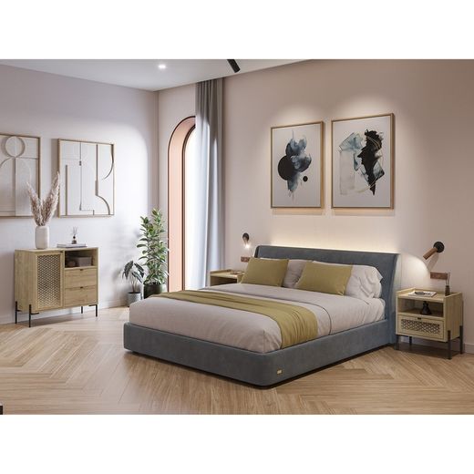 Mueble auxiliar , 84 x 40 x 80,5 cm, de madera y metal en color roble | Colección Inca