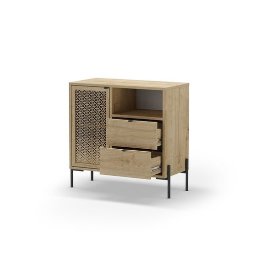 Mueble auxiliar , 84 x 40 x 80,5 cm, de madera y metal en color roble | Colección Inca