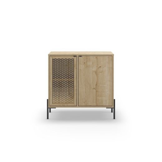 Comodino, 86,6 x 40 x 80,3 cm, in legno e metallo colore rovere | Collezione Inca