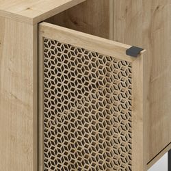 Comodino, 86,6 x 40 x 80,3 cm, in legno e metallo colore rovere | Collezione Inca