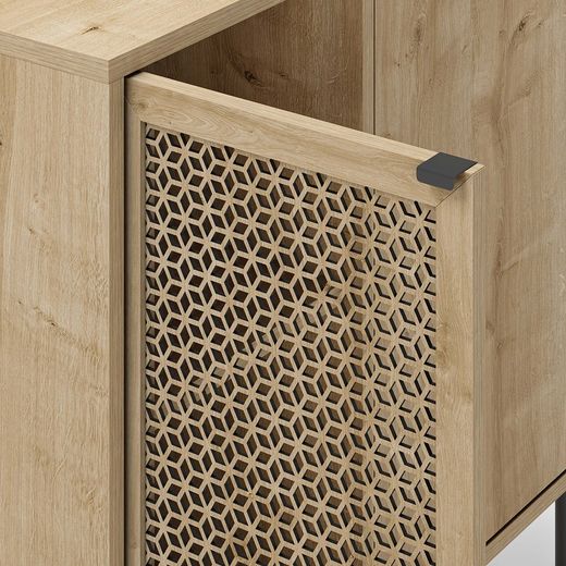 Comodino, 86,6 x 40 x 80,3 cm, in legno e metallo colore rovere | Collezione Inca