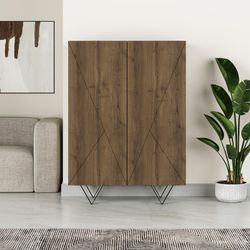 Comodino, 90 x 41,8 x 125 cm, in legno colore noce | Collezione Connie