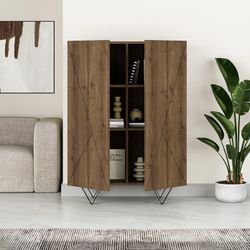 Comodino, 90 x 41,8 x 125 cm, in legno colore noce | Collezione Connie