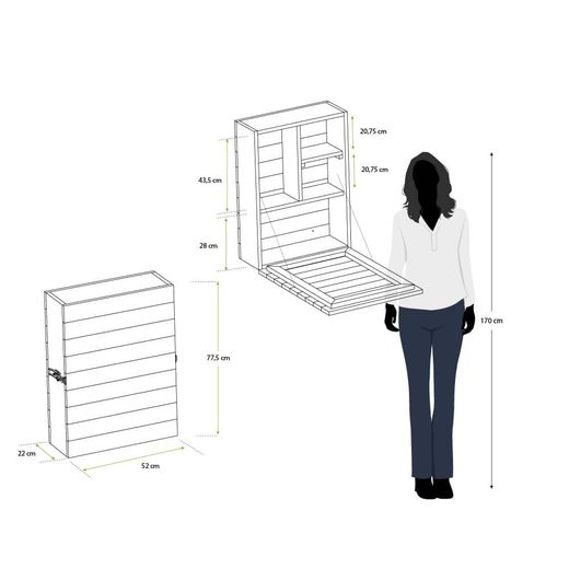 Mueble Bar de Pared Gardiun Cheers 52x22x77,5 cm - Armario de Madera con Baldas, Puerta Frontal y Función Convertible en Mesa para Espacios Pequeños