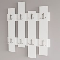 Mueble recibidor, 90 x 32 x 53 cm, de madera mdf en blanco y natural | Colección Kavala