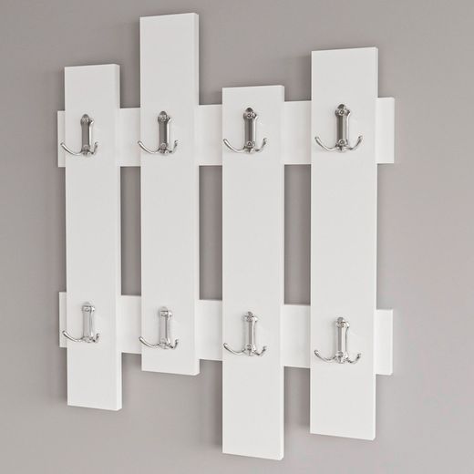 Mueble recibidor, 90 x 32 x 53 cm, de madera mdf en blanco y natural | Colección Kavala