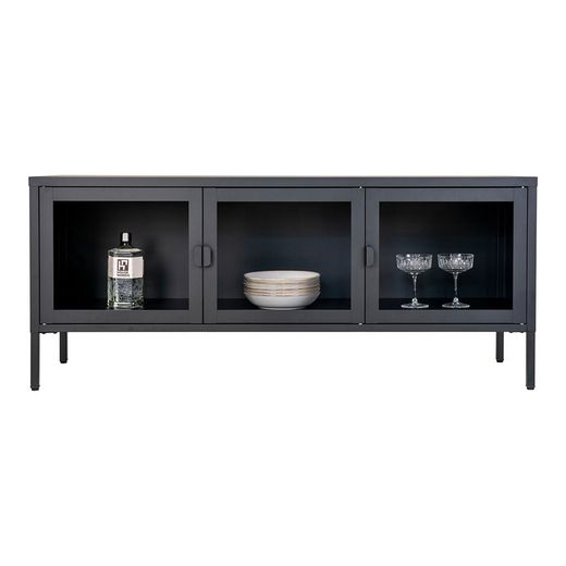 Mobile TV, 130 x 40 x 55 cm, in acciaio nero | Collezione Brisbane