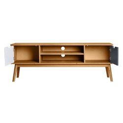 Mobile TV, 140 x 40 x 52,5 cm, in legno di pino naturale, grigio e bianco | Collezione Cusco