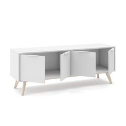 Mobile TV, 140 x 40 x 53 cm, in legno di pino bianco e naturale | Collezione Campus