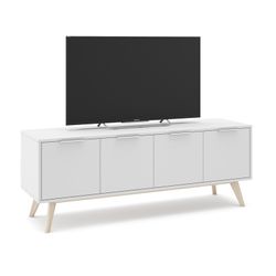 Mobile TV, 140 x 40 x 53 cm, in legno di pino bianco e naturale | Collezione Campus