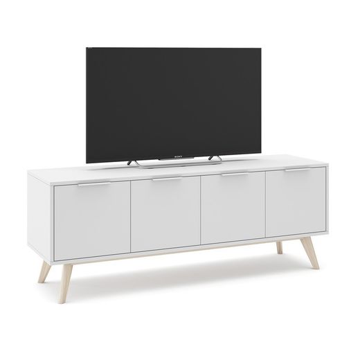 Mobile TV, 140 x 40 x 53 cm, in legno di pino bianco e naturale | Collezione Campus