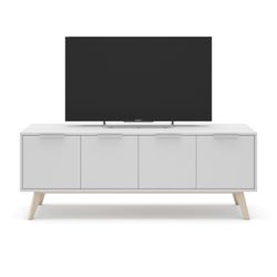 Mobile TV, 140 x 40 x 53 cm, in legno di pino bianco e naturale | Collezione Campus