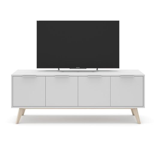 Mobile TV, 140 x 40 x 53 cm, in legno di pino bianco e naturale | Collezione Campus