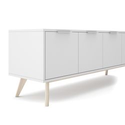 Mobile TV, 140 x 40 x 53 cm, in legno di pino bianco e naturale | Collezione Campus