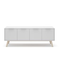 Mobile TV, 140 x 40 x 53 cm, in legno di pino bianco e naturale | Collezione Campus