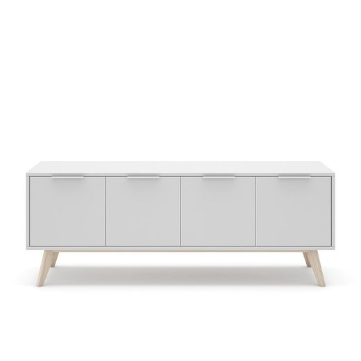Mobile TV, 140 x 40 x 53 cm, in legno di pino bianco e naturale | Collezione Campus