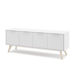 Mobile TV, 140 x 40 x 53 cm, in legno di pino bianco e naturale | Collezione Campus